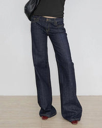 Low-Rise Embroidered Flared Jeans