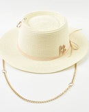Ribbon-Trim Straw Sun Hat