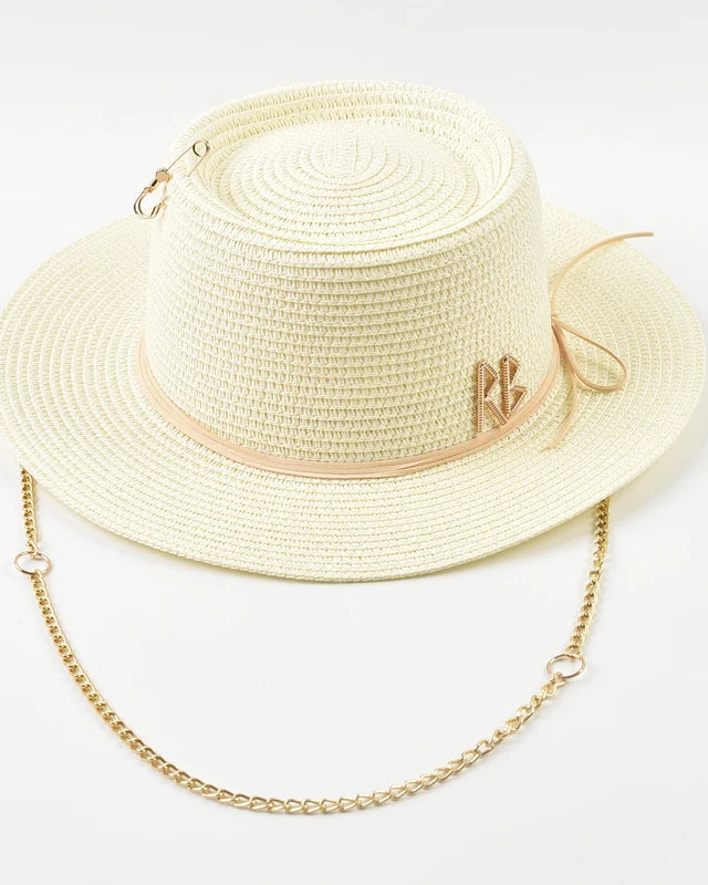 Ribbon-Trim Straw Sun Hat