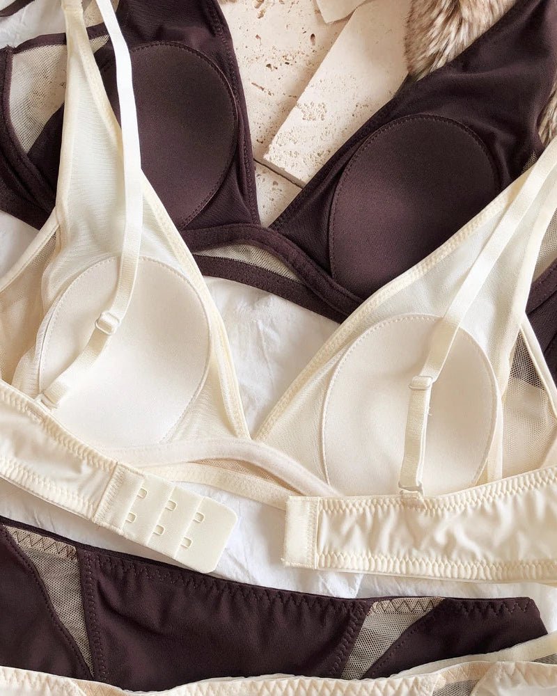 Sexy Deep V Push-Up Cutout Bra Set