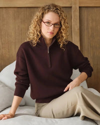 Relaxed-Fit Zip-Up Mock-Neck Sweater