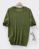 Cable-Knit Short-Sleeve Top