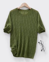 Cable-Knit Short-Sleeve Top