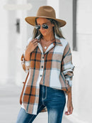 Plaid Casual Button Up Blouse