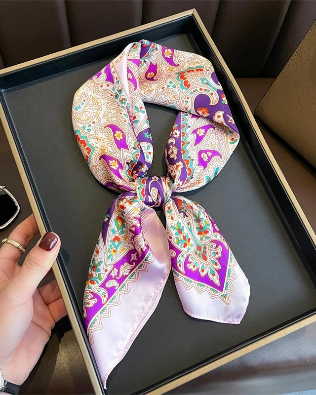 Multifunction Paisley Square Silk Scarf
