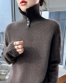 Thick Merino Wool Zip Turtleneck Sweater