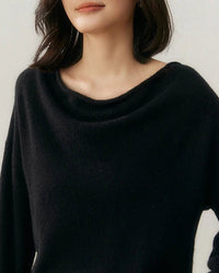 Casual Cashmere Irregular Neckline Sweater