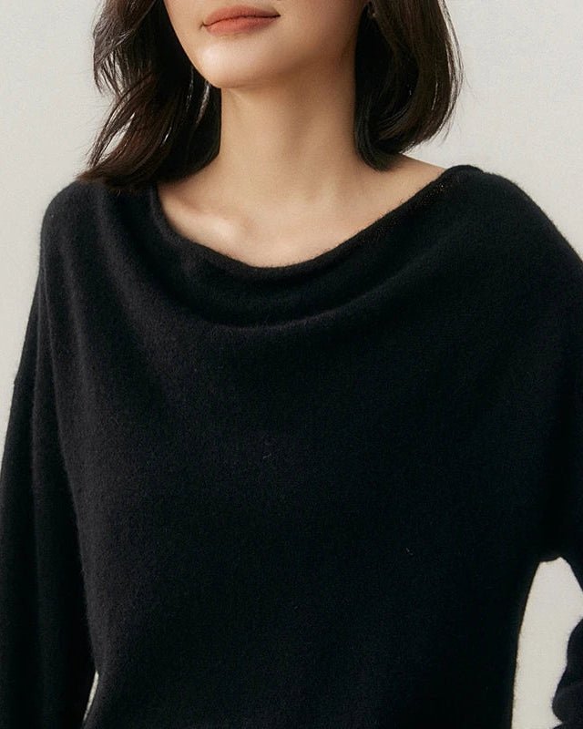 Casual Cashmere Irregular Neckline Sweater