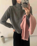 Comfortable Stand-Collar Single-Breasted Sweater