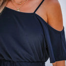 Open Shoulder Short Sleeve Wide Leg Jumpsuit