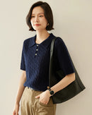 Cashmere Cable Knit Short Sleeve Top