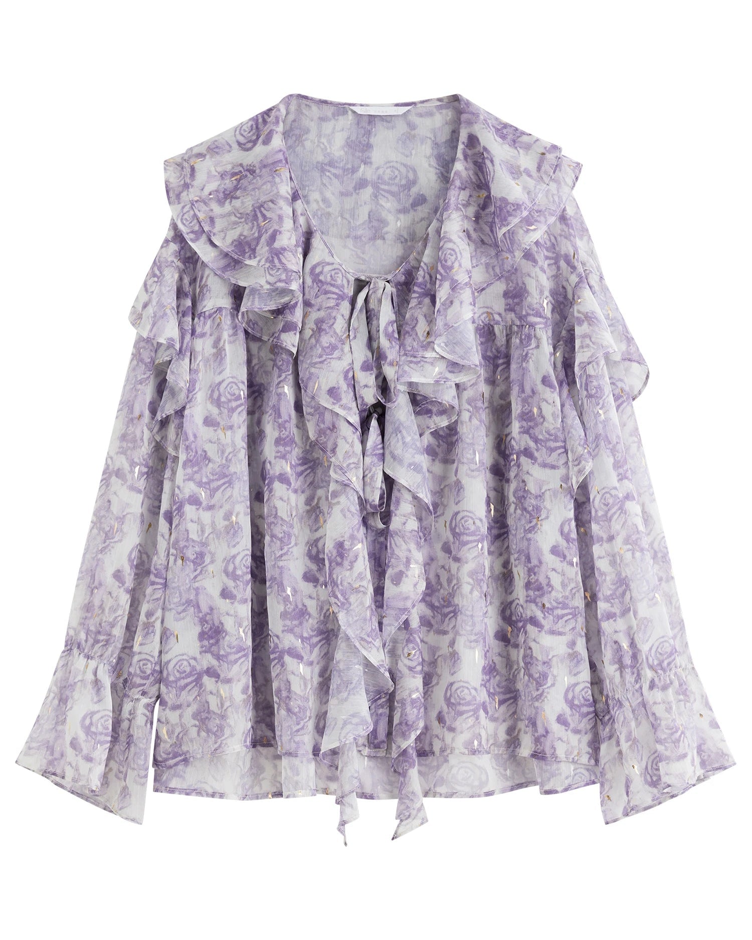 Long-Sleeved Rose Ruffle Collar Shirt