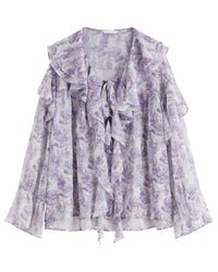 Long-Sleeved Rose Ruffle Collar Shirt