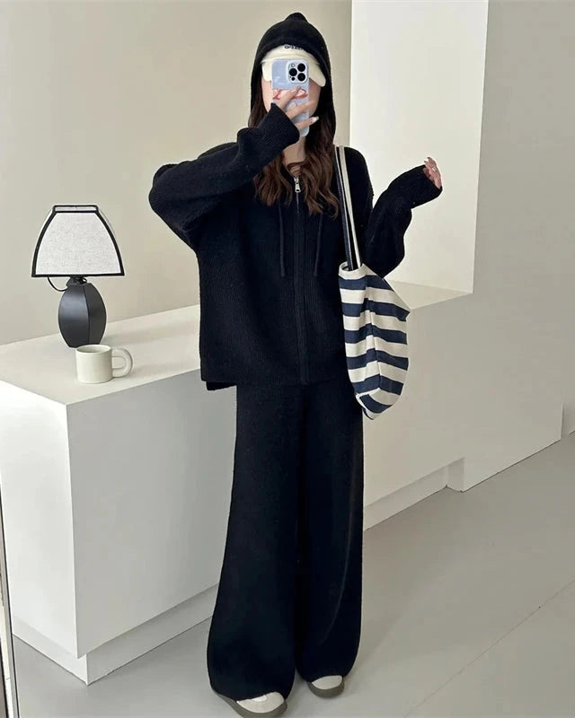Merino Wool Hooded Knit Set