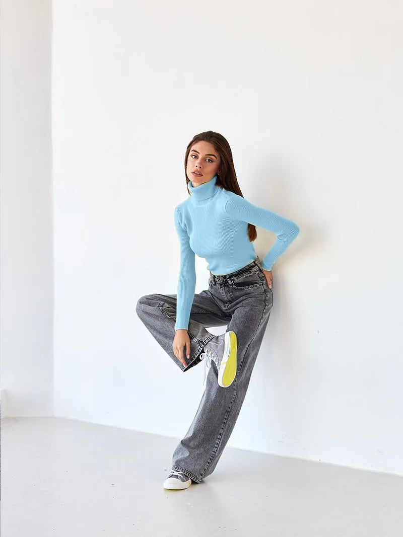 Knitted Basic Turtleneck Sweaters