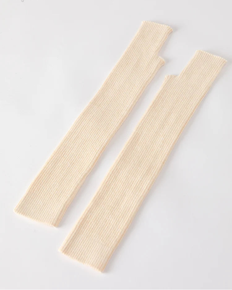 Wool Blend Knit Long Arm Warmers