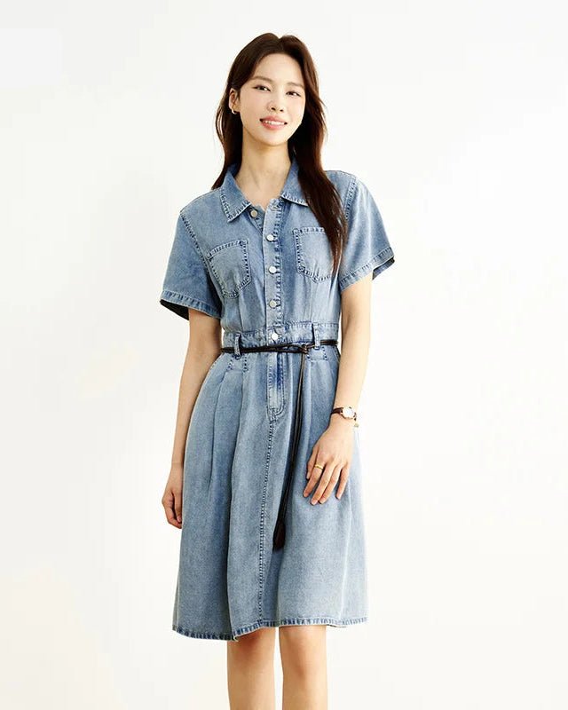 Casual And Stylish Fitted Button Denim Dress