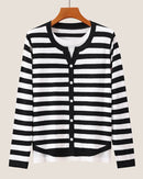 Casual Stripe Knit Wool Sweater