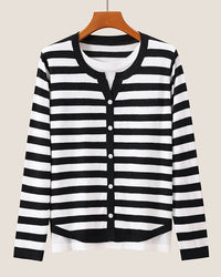 Casual Stripe Knit Wool Sweater