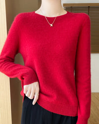 Merino Wool O-Neck Pullover Sweater