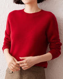 Cashmere Knitted Long-Sleeved Crew Neck Sweater