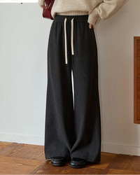 High-Waisted Slim-Fit Straight Wide-Leg Pants