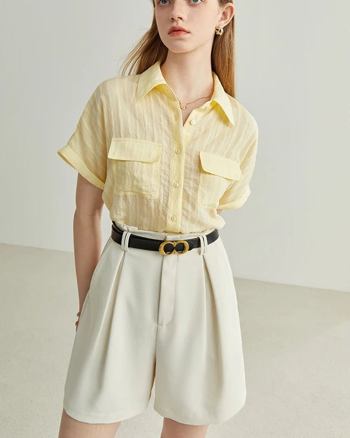 Solid Color High Waist Shorts