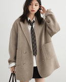 Wool-Blend Double-Breasted Midi Overcoat