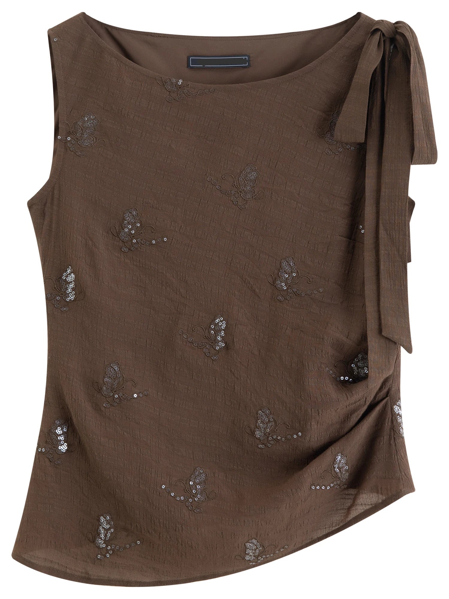 Embroidered Sleeveless Linen-Blend Top