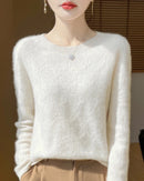 Wool O-Neck Hollow-Out Pullover Sweater