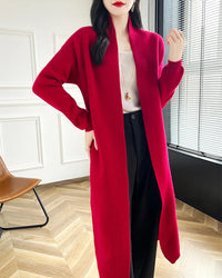 Loose-Fitting Long Wool Cardigan Sweater