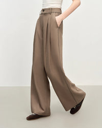 Retro Loose-Fitting Pleated Wide-Leg Casual Pants