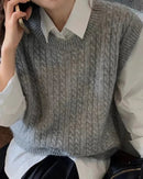 Criss-Cross Wool Knit Sleeveless Vest