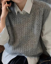 Criss-Cross Wool Knit Sleeveless Vest