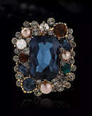 Retro Baroque-Style Square Crystal Brooch