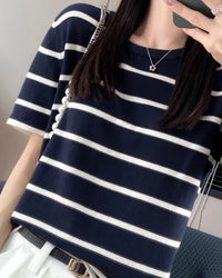 Casual Cotton Patchwork Short Sleeve Top