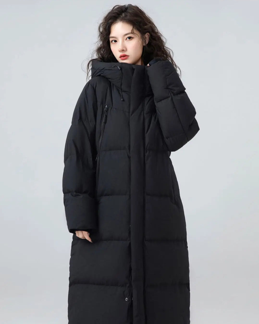 Longline Hooded Duck Down Coat