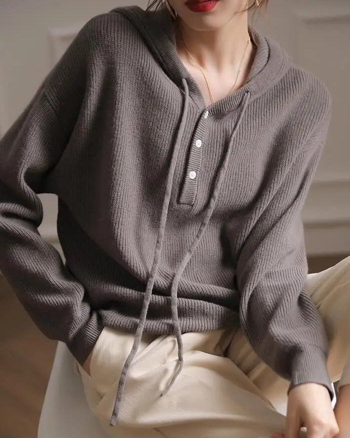 Wool-Blend Knitted Hoodie