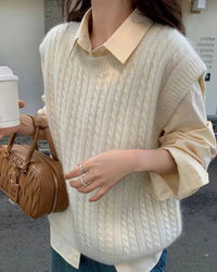 Criss-Cross Wool Knit Sleeveless Vest