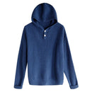 Button Detail Ribbed Wool Hoodie