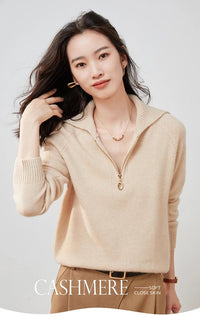 Pure Cashmere Half-zip Collar Jumper