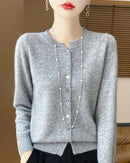 Merino Wool Button-Front Cardigan