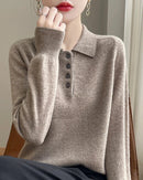 Wool Polo Collar Knitted Pullover Sweater
