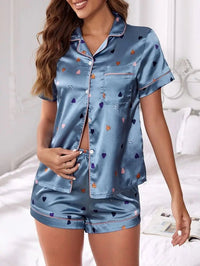 Satin Shorts Pajamas Two Piece Set