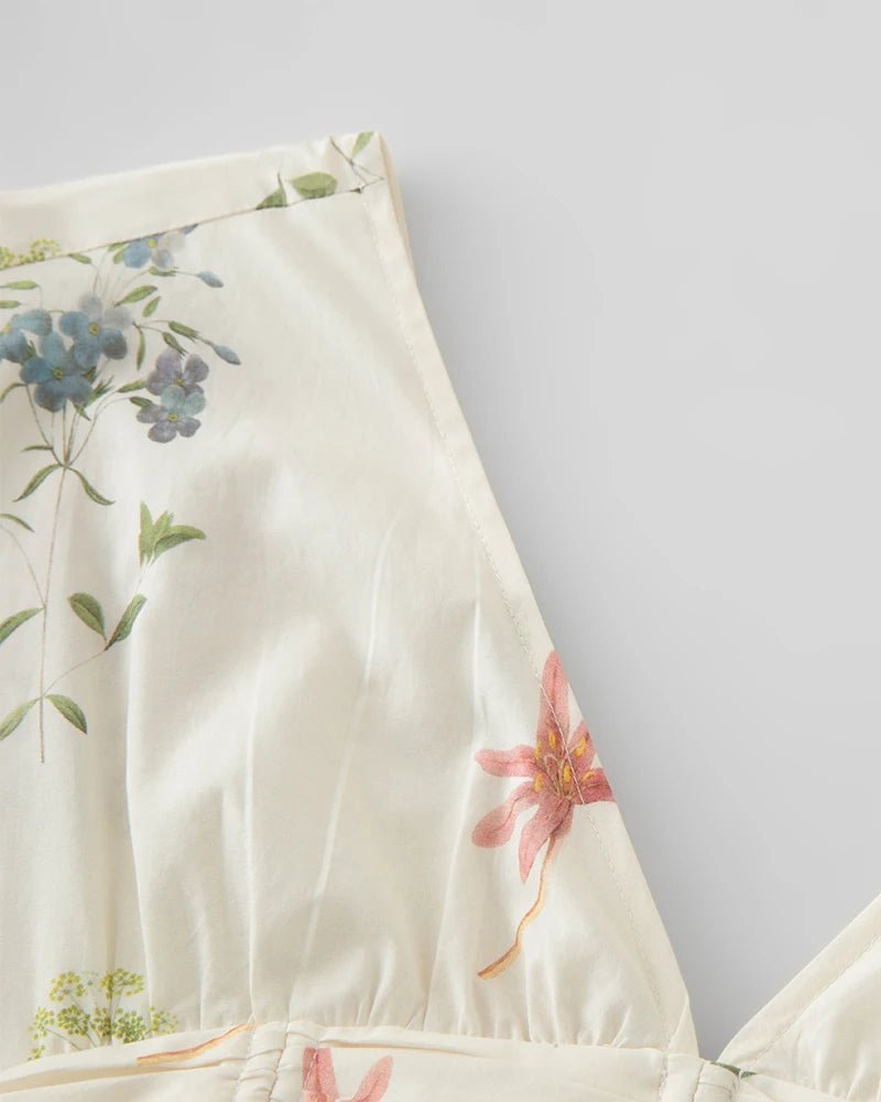 Holiday Style Flower Print V-neck Dress