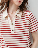 Vintage Stripe Hollow Polo Tee