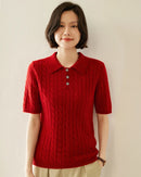 Cashmere Cable Knit Short Sleeve Top
