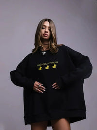 Oversized Ducks Printed Sweatshirt