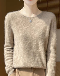Wool O-Neck Hollow-Out Pullover Sweater