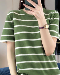 Casual Cotton Patchwork Short Sleeve Top